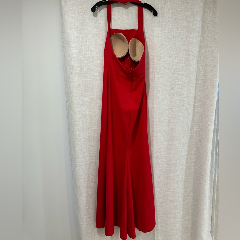 Tarik Ediz Simple Red Halter Top Gown - image 2